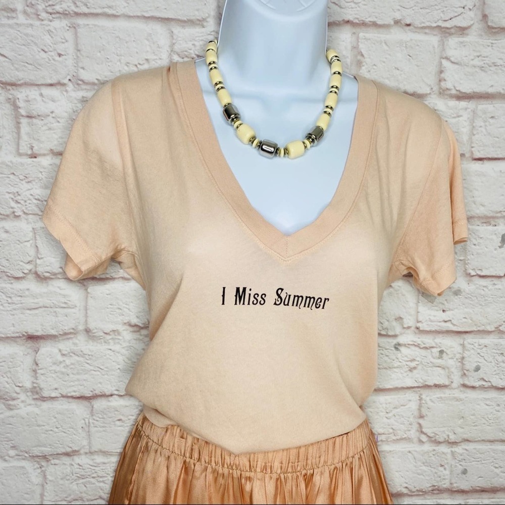 Wildfox I miss summer apricot V-neck distressed T